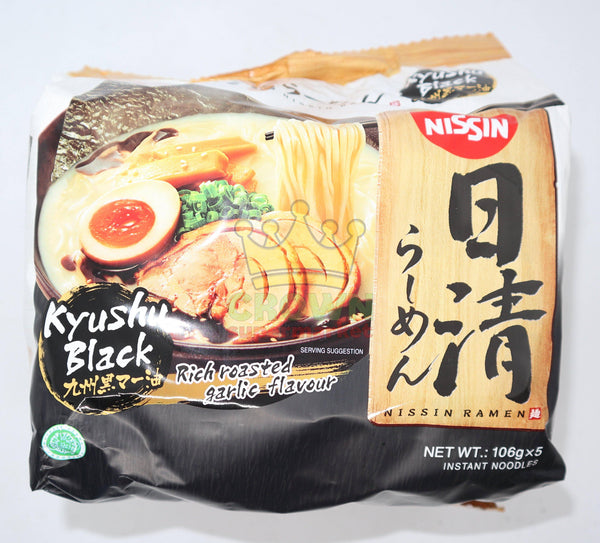 Nissin - Ramen Kyushu Black, Rich Creamy Broth with Roasted Garlic 106g x 5