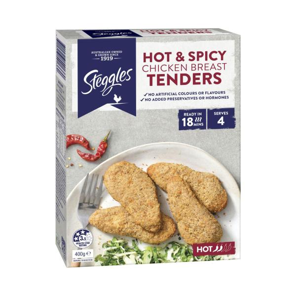Steggles - Frozen Hot & Spicy Chicken Breast Tenders 400g