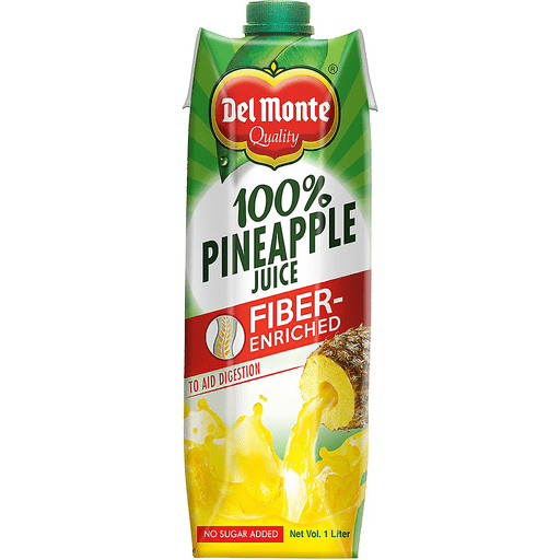 Del Monte - 100% Pineapple Juice 1L Fiber Enriched, No Sugar Added