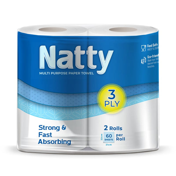 Natty - Paper Towel 3ply (2 Rolls, 60 sheets per roll)