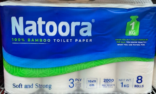 Natoora - 100% Bamboo Toilet Paper 3ply (8 Rolls)