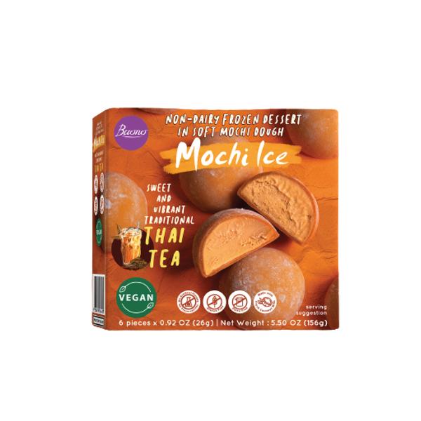 Buono - Mochi Ice Thai Tea (Non Dairy Frozen Dessert) 6 x 26g