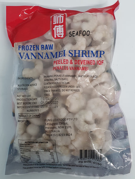 Seafoo Raw Vannamai Shrimp (peeled & deveined) 41/50 700g