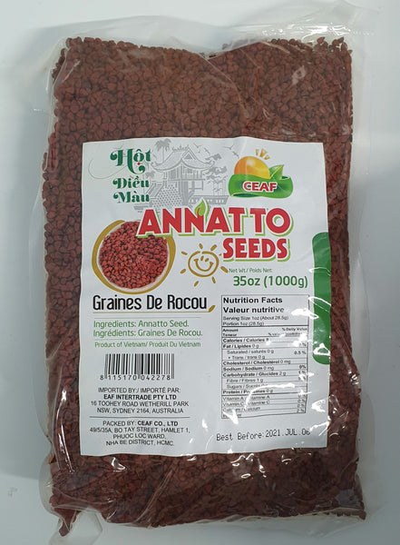 Ceaf Annatto Seeds 1kg - Atchuete - Achuete - Annatto - Atsuete