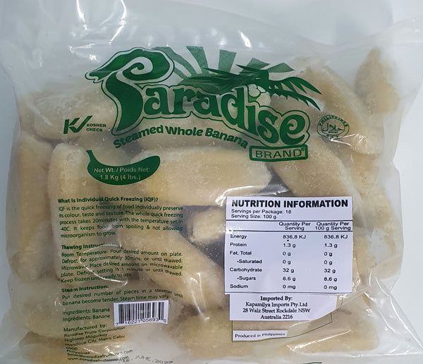 Steamed Saba Banana 1.8kg - Paradise Brand