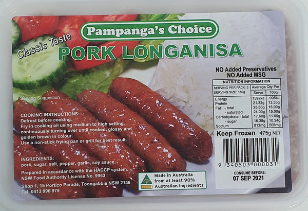 Pampanga's Choice - Pork Longanisa 475g - Pampanga