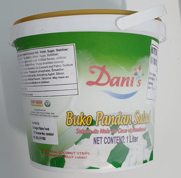 Dani's - Buko Pandan Salad with Real Coconut Strips and Pandan Jelly Cubes 1L