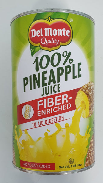 Del Monte - 100% Pineapple Juice, Fiber Enriched - No Sugar Added 1.36L - DelMonte