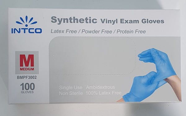 Intco - Synthetic Vinyl Exam Gloves (Medium) 100pcs